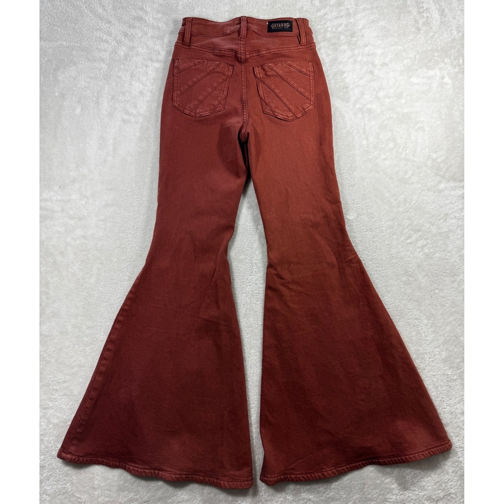 Shyanne Womens Flare Overlap Hem Rust Denim Jeans 25 Meas: 24x31.5 - Picture 3 of 9